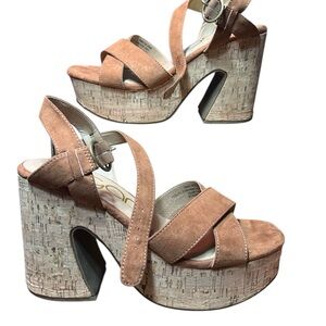Sugar Women's Lydia Casual platform sandals with a cork bottom 4” Platform heel
